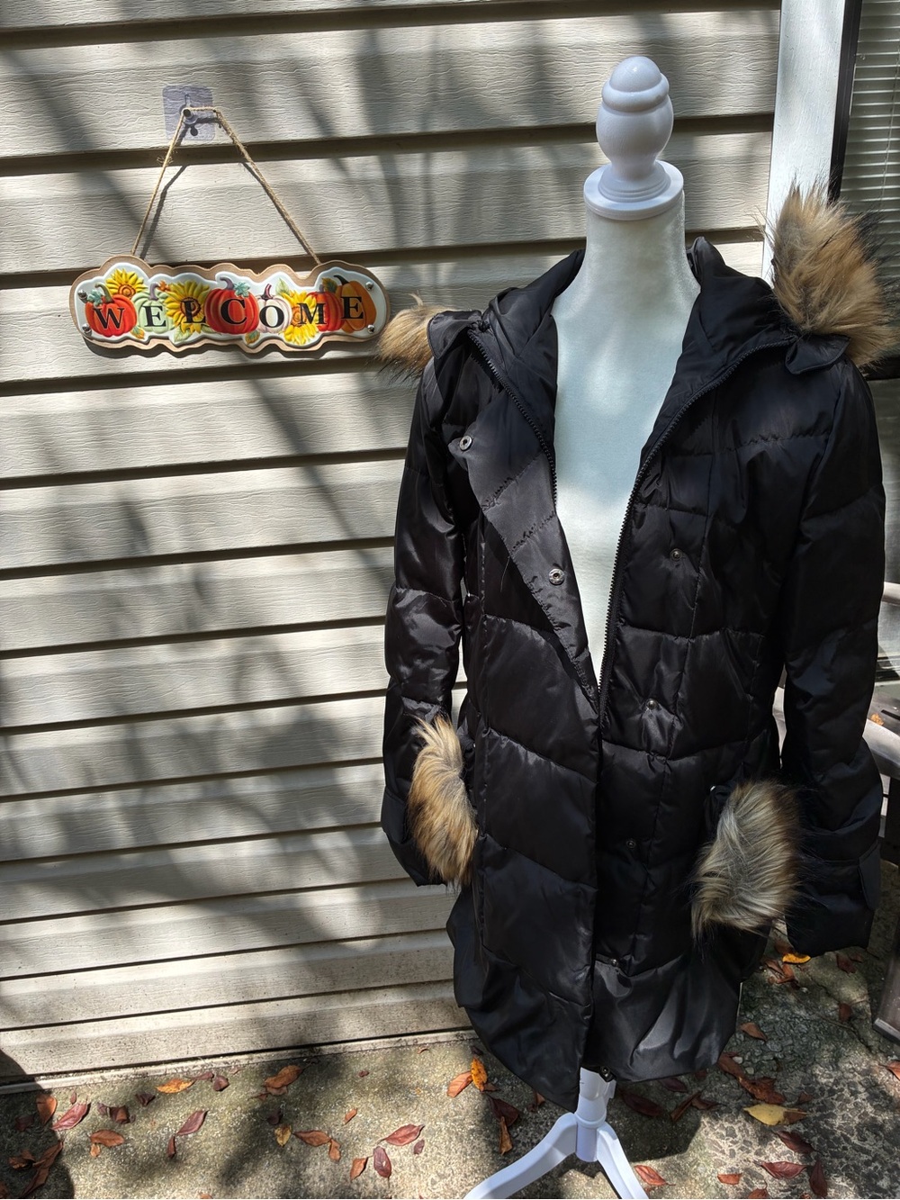 AMIRI Black Quilted Puffer Coat with Faux Fur Trim
